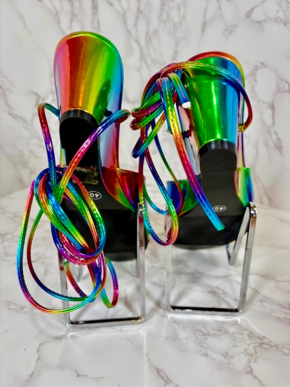 SHOES: Rainbow Floral Mules w/Leg Straps, EUC - Picture 8 of 12